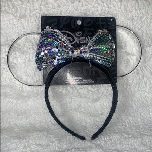 Disney Sequin Bow Headband - Black and Silver